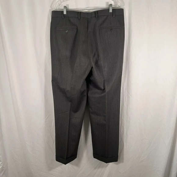 Brooks Brothers Dress Pants Men's 36x32 Grey 100% Wool Pleated Office Work - Picture 6 of 9